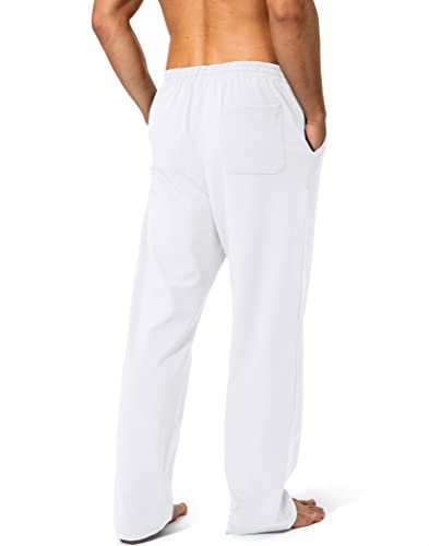 Pudolla Men's Cotton Yoga Sweatpants Athletic Lounge Pants Open Bottom Casual Jersey Pants for Men with Pockets