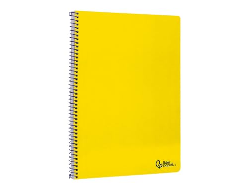 Liderpapel Notizbuch mit Spiralbindung, A4, Softcover, 80 h, 75 g, kariert 4 mm, mit Rand, gelb