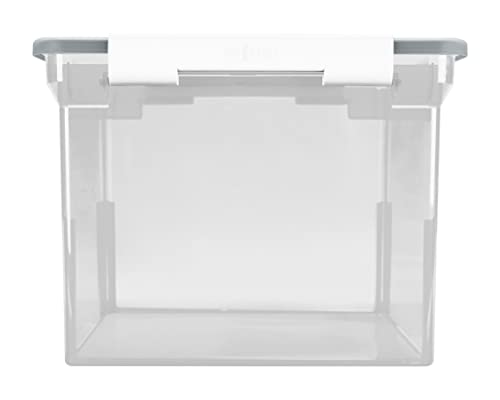 Storex Portable File Tote With Locking Handles, Letter/Legal Files, 18.5" X 14.25" X 10.88", Clear/Silver #TOP3