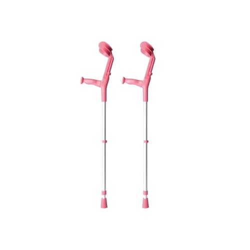 Muletas 2 uds rojo coral, Aluminio doble regulación, Se regula en la caña y en el codo, Pack ahorro