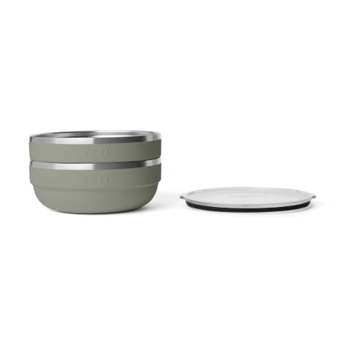 Image of YETI Rambler Low Bowl, Vacuum Insulated, Stackable and Nestable Stainless Steel Bowl with Lid, 3.6 Quart, Pampa Green