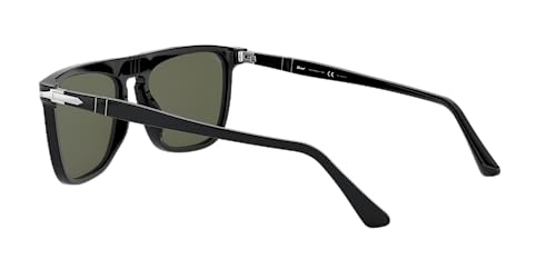 Persol Po3225S Rectangular Sunglasses, Black/Green Polarized, 56 Mm #TOP4