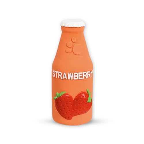 Image of Foodie Puppies Natural Latex Squeaky Play Drink Chew Toy - (Strawberry Juice Toy) for Small to Medium Dogs | Durable, Interactive, Fetch & Chew Safe Play Toy | Reduce Separation Anxiety