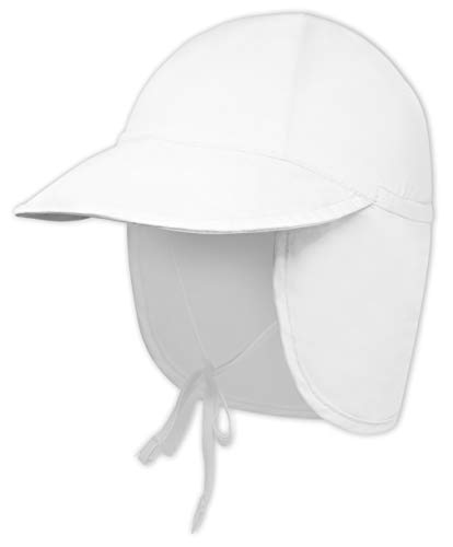 Kids Sun Hat for Boys & Girls - Toddler Beach Bucket Hats with UV Protection - UPF 50 Infant/Baby Flap Swim Cap - Great for Summer Fishing, Safari & Outdoor Play (White, 0-6 Months)
