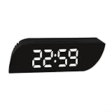 Sveglia a LED con design a specchio, visualizzazione precisa dell'ora e della temperatura, regolazione graduale della luminosità e pulsante snooze dedicato (nero-nero)