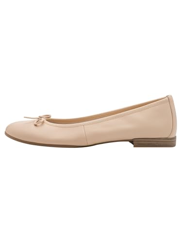 Tamaris Damen Ballerina Leder flach, beige, 41 EU
