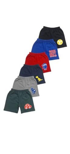 Image of Cotton Printed Kids Shorts for Baby Boys and Girls - Regular Fit Daily Use Multicolored (Pack of 6 Pees)