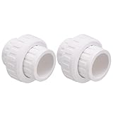 Carvedexquisitely 1-1/2' PVC Union Coupling Pipe Fitting (Socket x Socket) PVC Adapter Schedule 40, EPDM O-Ring, White 2 Pack