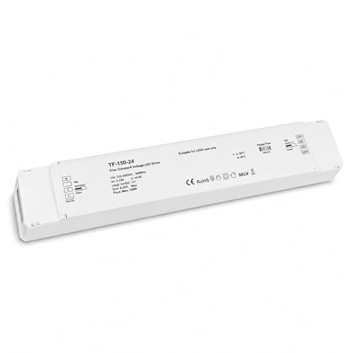 Alimentatore Led 24V Dimmerabile Push 150W, Trasformatore Tensione Costante, Regolabile con Pulsante, Taglio di Fase, Varialuce Tradizionale Con Rotella, Input 220V per Strisce LED 24V, TF-150-24