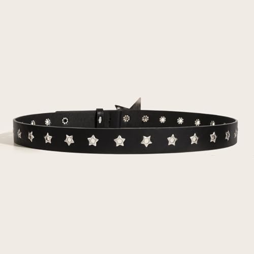 Star Buckle Steel Waist Belt Punk Style Willow Nail Star Porous Not Wide Leather for Youth Young Girls2