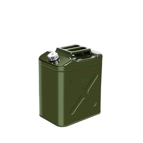 DVTFRUI Jerricane À Essence INOX Verte Extra Épaisse Résistante Durable pour Stockage Extérieur, Garage, Transport De Carburant,30L