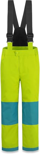 normani Kinder-Skihose mit abnehmbaren Hosenträgern Thermohose Winterhose Schneehose für Junge und Mädchen gefüttert - Wasserdicht: Wassersäule 11000 mm Winddicht Farbe Limette Größe XXL/170-176