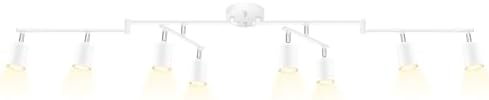 BoostArea LED 8 Light Track Lighting Kit, White 8 Way Ceiling Spot Lighting, Flexibly Rotatable Light Head for Kitchen, Living Room, Bedroom, GU10 Bulb Not Included