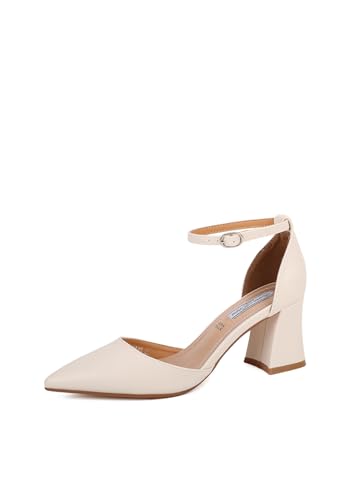 Imagen de QUEEN HELENA ZM96400 Zapatos elegantes de tacón medio con puntera cerrada y correa para mujer