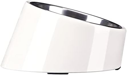 SUPER DESIGN Mess Free 15 Degree Slanted Bowl for Dogs and Cats 3 Cup Cream White