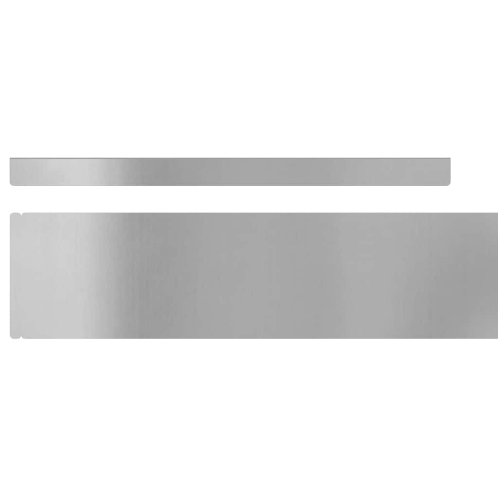 Bordure de pelouse en acier galvanisé argenté - 450 x 0,05 x 10 cm - Bordure de jardin robuste en métal pour parterre de fleurs - Bordure durable pour l'extérieur