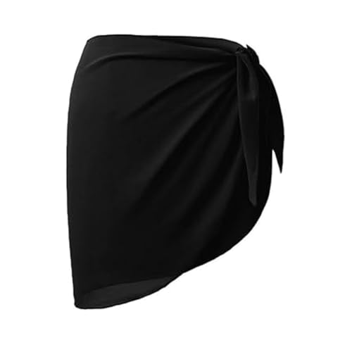 WBZOWRB 1 Articolo 50 * 180CM Copricostume donna mare,Pareo Mare, pareo donna,Mezzo Beach Cover up per le Donne Ragazze, Copricostume Corto del Chiffon da Spiaggia per Vacanza Party（nero）