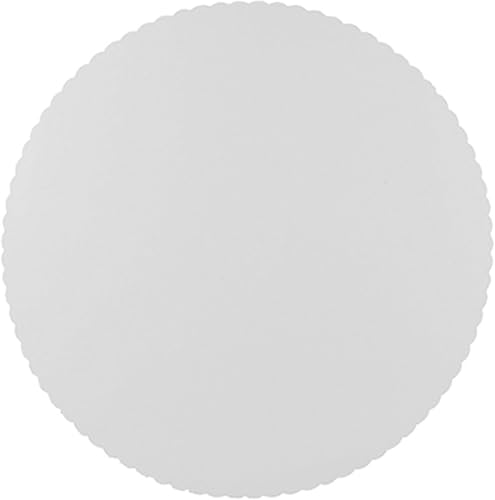 Commerline 100 Stück Tortenunterlagen | Ø 32 cm Runde, Weiß | Gezackter Rand | Pappe | Lebensmittelecht | Einweg Kuchenunterlagen für Torten, Gebäck & Desserts | Bäckerei & Konditorei