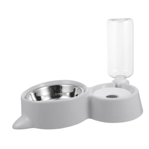 ペット用自動給水器 犬猫用ボウルセット ステンレス鋼製 食事用と水飲み用 便利なデュアルデザイン グレー色