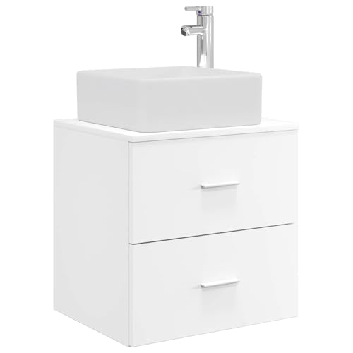 Lavabo de pared compacto de 49,5 cm con mueble blanco para baños pequeños 2