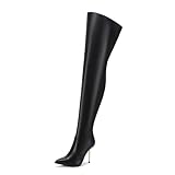  GIARO LADONNA High Heels Overknees, Klassik Stiefel mit Nieten und 10cm hohem Stiletto Absatz, Over Knee Damenstiefel, Über Kniehohe Absatzstiefel, Oberschenkelhohe Boots in Größe 37, Schwarz Matt