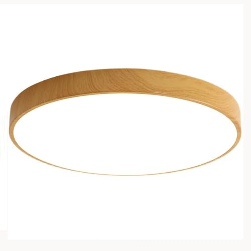 Plafonnier LED encastré rond intensité variable grain de bois - 2