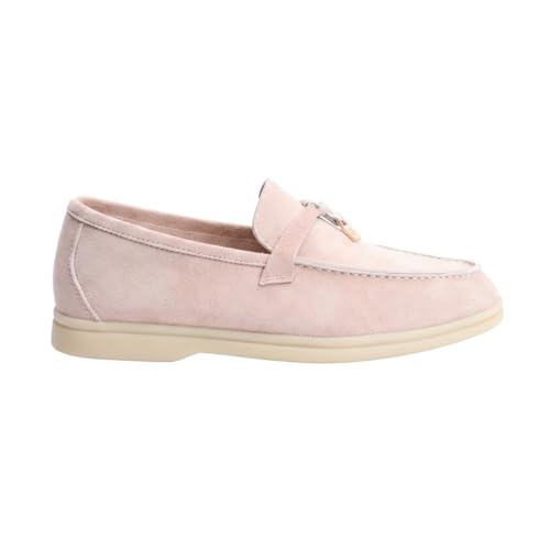 Image of Women's Summer Charms Suede Loafers - Premium Sheepskin Unlined Upper,Classic or Styles with Metal Detail for Casual, Office, Travel & All Day Wear