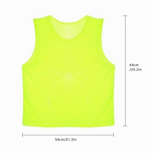 VGEBY Lot de 12 gilets de sport pour adultes Chasuble Veste d'entraînement en maille respirante pour football, basket-ball, rugby