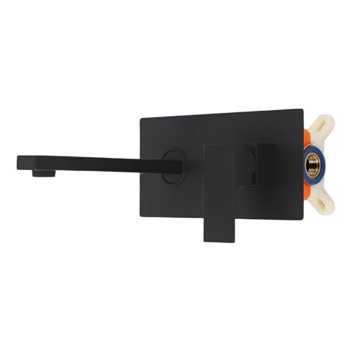 Mezclador de lavabo empotrado grifo de baño con caño giratorio de 90 grados,diseño moderno negro