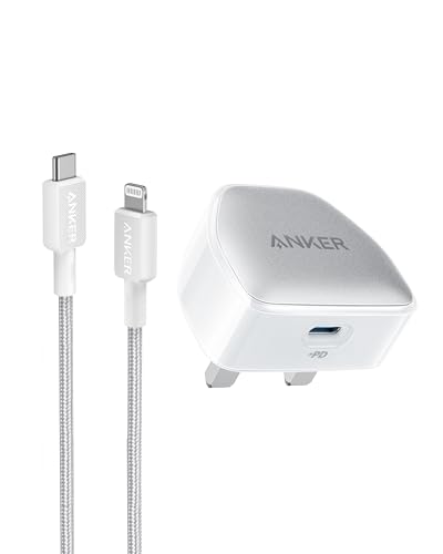 Anker USB-C Plug 20W with 1-m USB-C to Lightning Cable, 511 Charger (Nano Pro), PD Durable Compact Fast Charger, Nano Pro for iPhone 14/13/13 mini/13 Pro/13 Pro Max/12, iPad/iPad mini