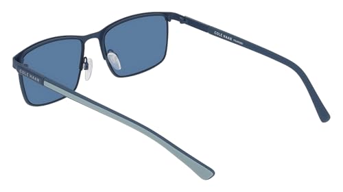 COLE HAAN Men's CH6087 Polarized Rectangular Sunglasses, Navy, 56/17/1404