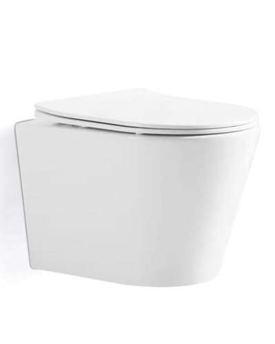 Novo BATH Inodoro SUSPENDIDO, Wc Inodoro Balnco, Retrete para Hogar, Sistema RIMLESS ANTIBACTERIA, Tapa Dura Extrafina AMORTIGUADA, Salida Dual