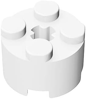 Classic Bulk Brick Block, Brick Round 2x2 with Axle Hole, 100 Piece Building Brick White, Compatible with Parts and Pieces 3941ColourWhite