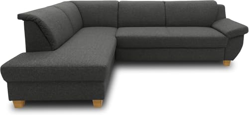 DOMO. collection Divano angolare Panama, classico ad angolo a forma di L, divano ad angolo, divano ad angolo, angolo 254 x 186 cm, colore: antracite