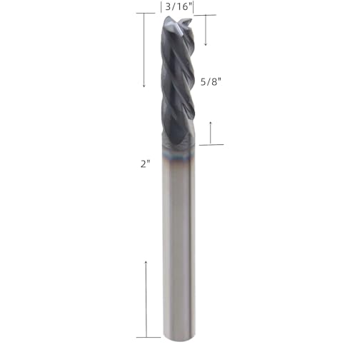 Image of waltyotur 3 /16 Inch 4 Flute Carbide End Mill 5 /8 Cut Length x 2 Overall Length x 3 /16 Shank Diameter for Aluminum Cutting Non Ferrous Metal Up Cutting 5 Pieces