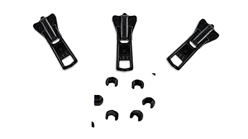 Zipper Repair Solution - #3 YKK Jacket Molded Vislon Sliders with Top Stops Included - Color: Black (3 Sliders Per Pack) Made in The United States