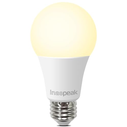 Bombilla inteligente WiFi E27, bombilla de luz blanca cálida suave regulable, bombilla LED de rosca de 9 W, función de temporizador, funciona con Alexa y GoogleHome, control de la aplicación SmartLife
