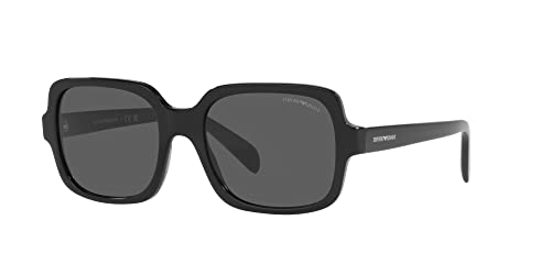 Emporio Armani Women's EA4195 Square Sunglasses, Shiny Black/Dark Grey, 55 mm2