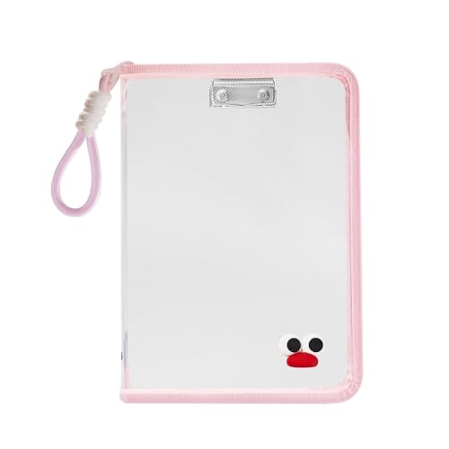 フォルダー クリアでかわいいキャンディカラーのファイルフォルダー、ジッパー付きバッグ、防水書類オーガナイザー、持ち運び用ハンドル付き、学校、学生、オフィス、家庭用 フォルダ(Pink)