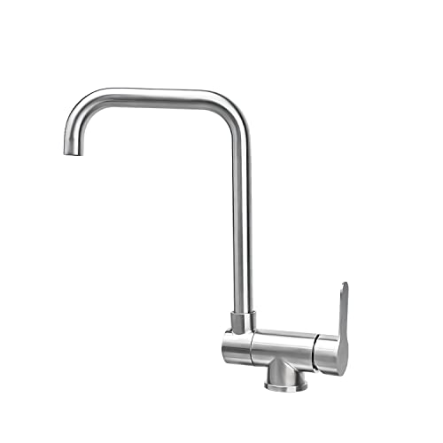 COMVIDA Robinet de Cuisine, Mitigeur Cuisine Rabattable Rotatif à 360° Mitigeur Cuisine à Poignée Unique en Acier Inoxydable, Chaude et Froide Réglable Robinetterie Anti-calcaire, CV-11004