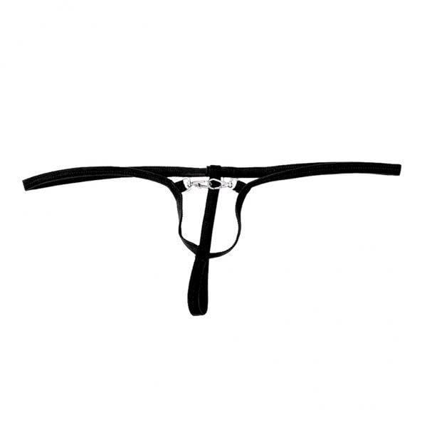 Merishopp 4xMen's Low Rise Underwear Elastic U Shape Double Key Chains Thongs Black-image-31