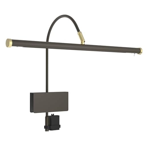 Cocoweb 19" LED Grand Piano Light in Mahogany Bronze with Brass Accents with Dimmer Clip