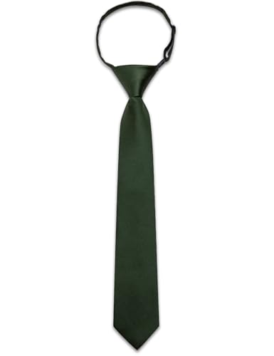 Ailisus Corbata de seda para niños, color sólido, preatada, con clip, ajustable, formal, boda, escuela, graduación, verde oliva, Talla única