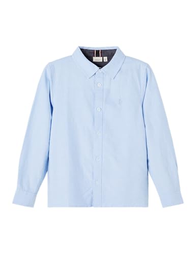 NAME IT Herren NKMNEWSA LS Shirt NOOS Hemd, Blau, 134/140