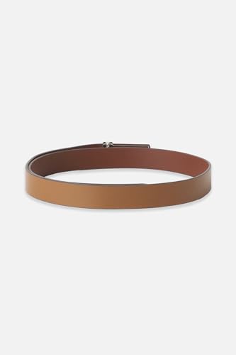 Image of Louis Philippe Men's 100% Italian Leather Shiny Nickel Buckle Formal Profile Belt