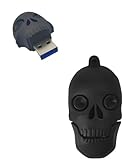Ecoodisk 128GB USB 3.0 Flash Drive Cartoon Novelty Halloween Human Skull Memory Stick Silicone Rubber Pendrive Black, 128GB-halloween-skull-black3.0