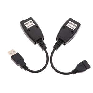 ubersweet Imported 2X USB 2.0 to RJ45 LAN Extender Adapter Cable Over Cat5/5e/Cat6 Amplifier_50444