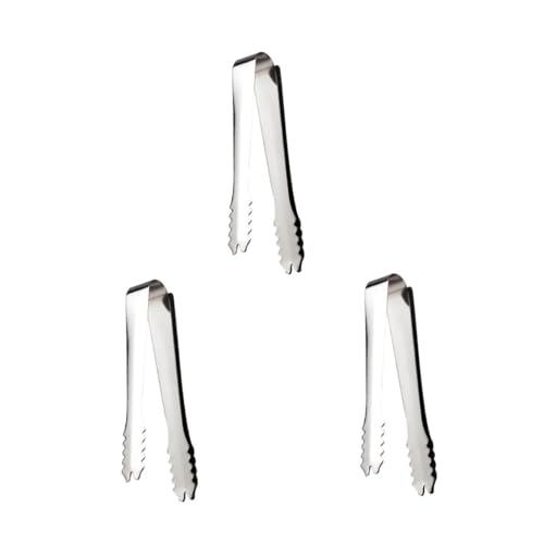 STOBAZA Multipurpose Food Tong Ice Cube Clip Bar Ice Clip Toothed Design Silver