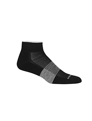 Icebreaker Merino Herren Micro Multisport Light Cushion Mini-Socken, Schwarz/Snow/Metro Heather, Medium