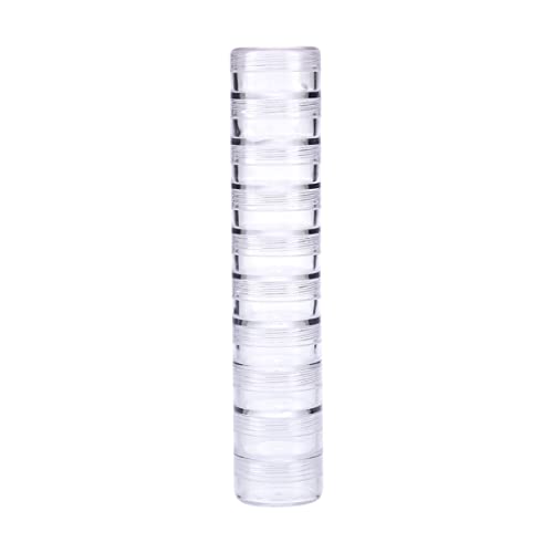 OTCRAFT 10 Stück stapelbare Kunststoffbehälter, 19 x 3,5 cm, durchsichtige Aufbewahrungsbox, runde Aufbewahrungsdosen für Perlen, Knöpfe, Bastelarbeiten, Schmuck, Nagelzubehör